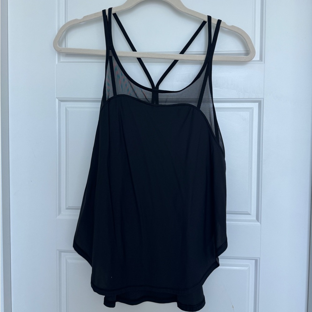 Lululemon Tank Top Womens 6 Black Racerback Sheer Mesh Athletic Yoga
